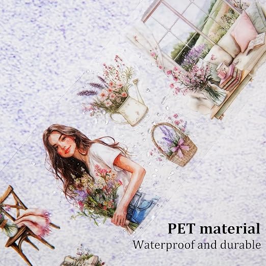 Spring Garden PET Tape Set, 3 Rolls Pre-Cut Wildflower Stickers - Image 5