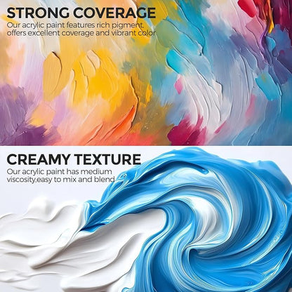 25 Colors Large Acrylic Paint Set, Bulk Acrylic Paint Non-Toxic Art Painting - Image 4