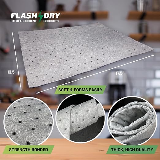 FlashDry - Universal Spill Absorbent Pads | 17.5” x 13.5” x 2mm Oil and All - Image 2