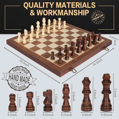 Magnetic Wooden Chess Set, Portable Travel Chess Set - Image 5