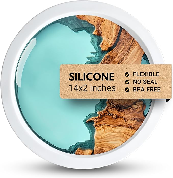 Alaskey® Premium Round Resin Table Silicone Mold 14"x2" | Durable, No Seal by CoeurvAmerica