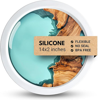 Alaskey® Premium Round Resin Table Silicone Mold 14"x2" | Durable, No Seal by CoeurvAmerica