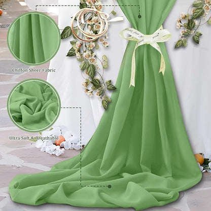 Horbaunal Dusty Sage Chiffon Fabric by The Yard, 1 Yard Continuous Sheer Fabric - Image 3