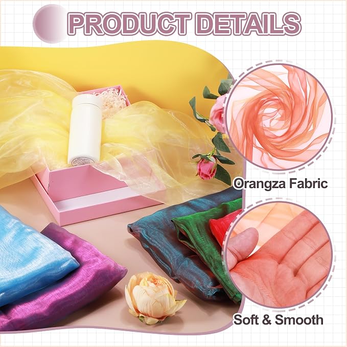 MECCANIXITY Iridescent Sheer Organza Fabric, 10 Yards x 59 Inches Solid - Image 3