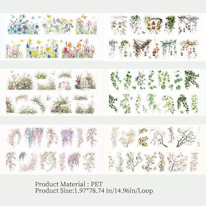 6 Rolls PET Tape Stickers, Plant Washi Tape - Image 3