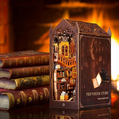 DIY Book Nook Kit, Miniature Dollhouse Bookshelf Insert - Image 6
