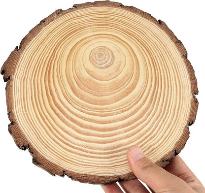 JEUIHAU 6 PCS 8-10 Inches Natural Unfinished Wood Slices, Round Wooden Tree - Image 5