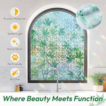 rabbitgoo Rainbow Window Privacy Film Decorative Stained Glass Diamond Pattern - Image 4