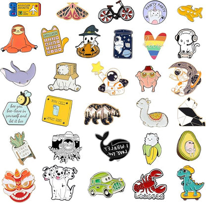 20/40/50 PCS Cute Enamel Backpack Pins, Funny Enamel Pins Bulk Set Cool Button - Image 4