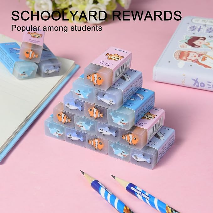 HILAZA 18Pcs Cute Sea Animal Erasers - Image 7