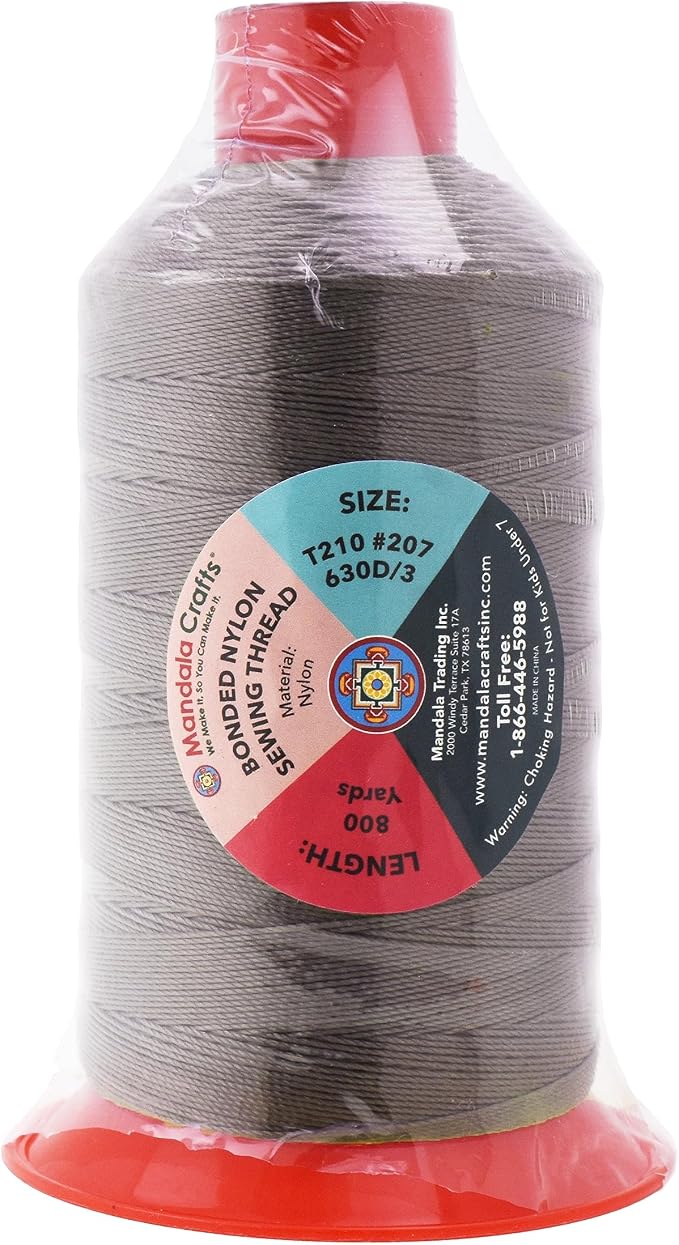 Mandala Crafts Bonded Nylon Thread Taupe Heavy Duty Sewing Threads - Image 3