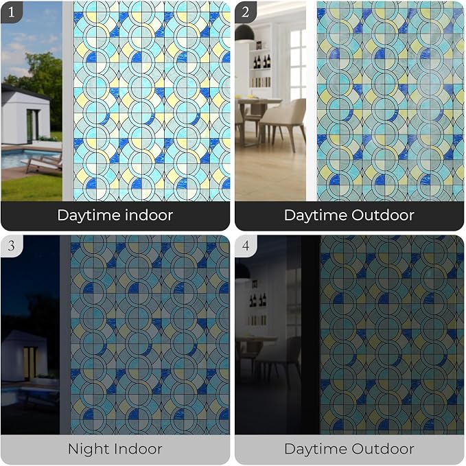 Window Privacy Film, Frosted Glass Decorative Static Cling, Removable Sun - Image 5