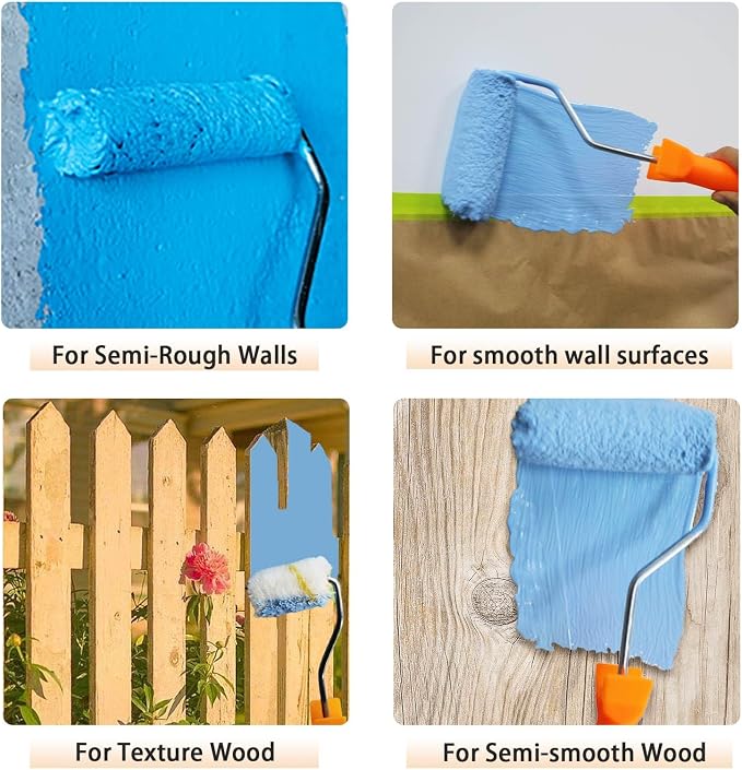 15 Pcs Paint Roller Cover with 2 Frame Set, 6 inch Microfiber Roller Covers - Image 6