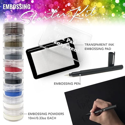 Embossing Kit, Embossing Ink Pad, 8X 10ml Embossing Powders - Image 3