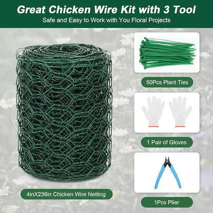 4 × 236 in Floral Wire Netting, Galvanized Coated Chicken Mesh Netting - Image 2