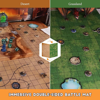 CZYY Foldable Battle Mat with DM Screen, Game Tokens, Dice Set, Markers - Image 3