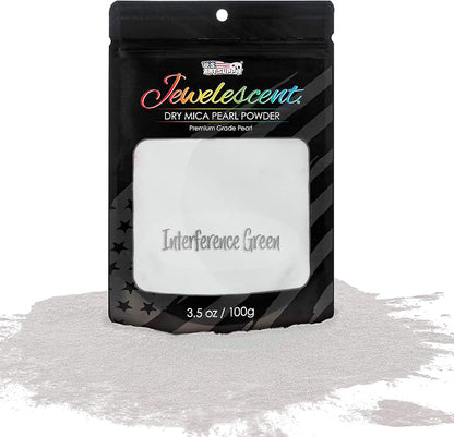U.S. Art Supply Jewelescent Mica Pearl Pigment Powder, Interference Green 3.5 by USArtSupply