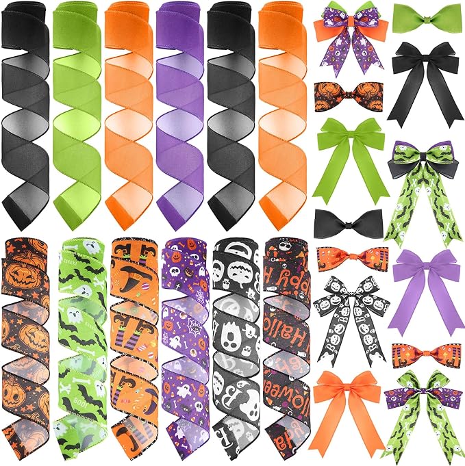 12 Rolls Halloween Wired Edge Ribbon by Unknown