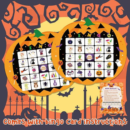 XZENTIRA Halloween 24 Players Games, Pumpkin Bingo Game Cards Set - Image 3