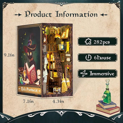 Fsolis Book Nook Kit, DIY Miniature Dollhouse Kit, 3D Wooden Puzzle - Image 3
