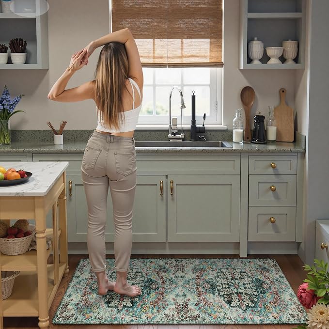 Lahome Bohemian Floral 2x6 Washable Hallway Runner Rug, Non Slip Kitchen - Image 3