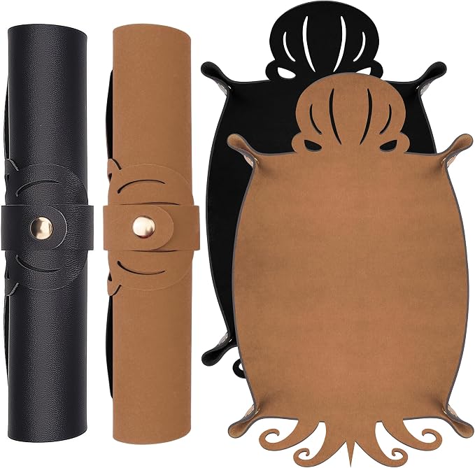 SIQUK 2 Pieces Octopus Dice Rolling Tray PU Leather Dice Mat Folding Scroll by SIQUK