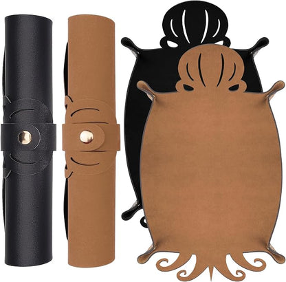 SIQUK 2 Pieces Octopus Dice Rolling Tray PU Leather Dice Mat Folding Scroll by SIQUK