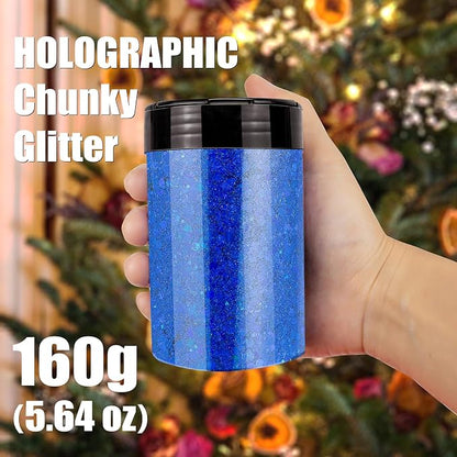 Holographic Chunky Glitter, 5.64oz/160g Craft Glitter Powder Mixed Chunky Flakes - Image 3