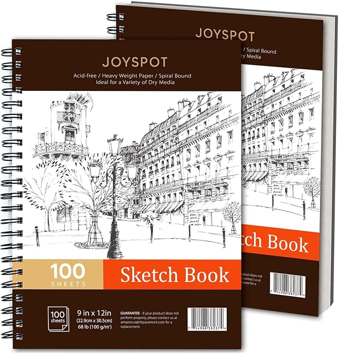 JOY SPOT! 9x12 Inch Sketch Book, 200 Sheets, Spiral Bound Artist Sketch Pad by JOYSPOT