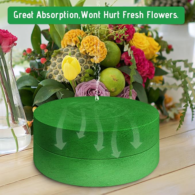 Max Shape 6Pcs Floral Foam Round Blocks, Large Wet and Dry Green Foam - Image 4