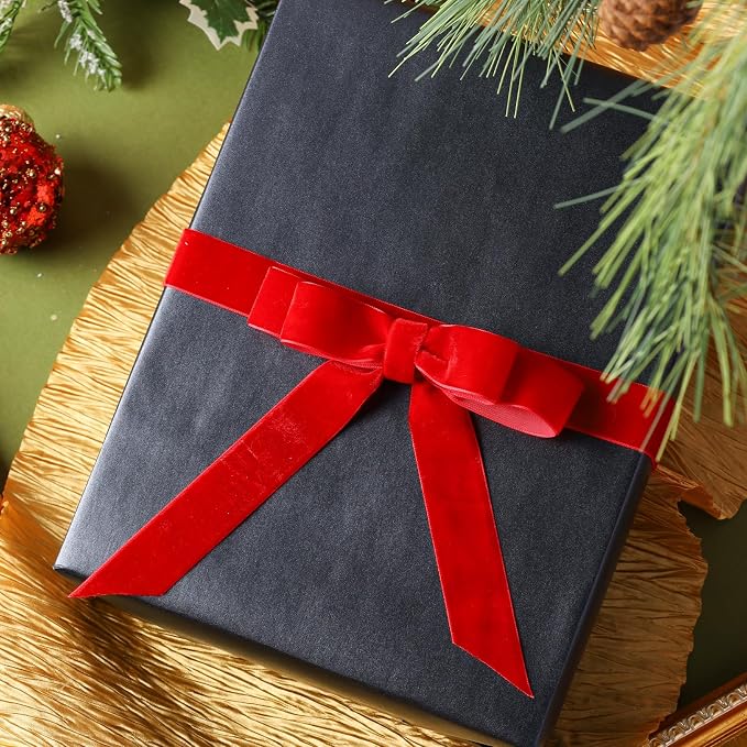 LaRibbons Thin Velvet Ribbon 1 Inch x 25 Yards, Gift Wrapping, Wreath Bow - Image 4
