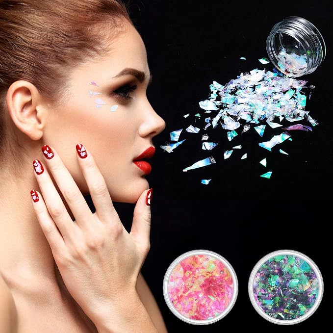 18 Boxes Mermaid Iridescent Chunky Glitter Flakes Chrome Nail Sequins Aurora - Image 5