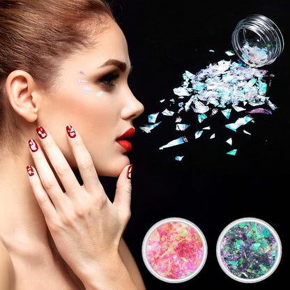 18 Boxes Mermaid Iridescent Chunky Glitter Flakes Chrome Nail Sequins Aurora - Image 5
