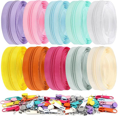 DOITEM 22.2 Yards/ 20 m 10 Pieces Assorted Colors #5 Nylon Coil Zippers by DOITEM