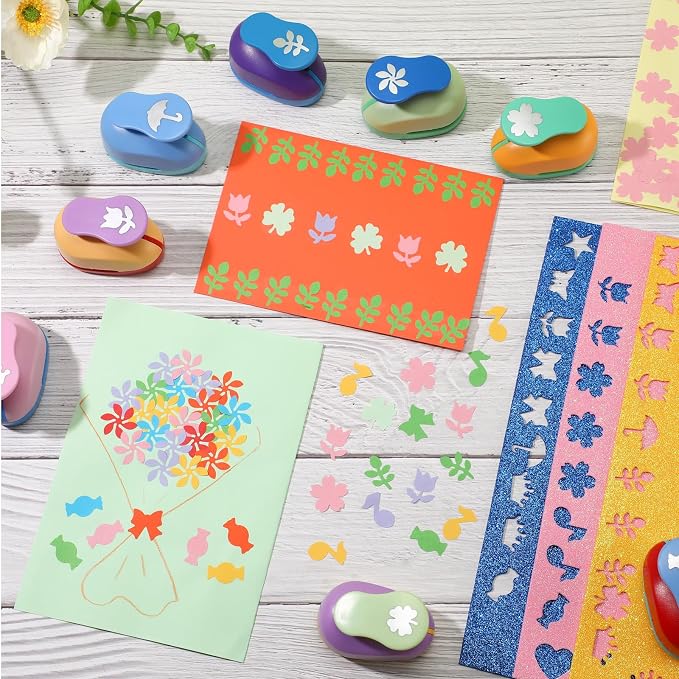 Harloon 10 Pcs Craft Hole Punch Shapes 1 Inch Paper Punch Hole Mix Shapes - Image 2