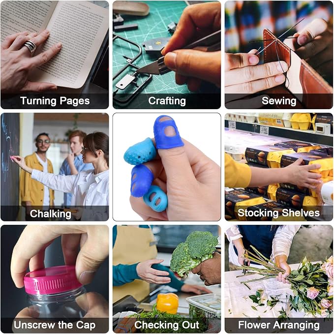 Wisdompro 16 Pcs Finger Tips, 4 Sizes Silicone Thimble Fingertip Grips Thumb - Image 5