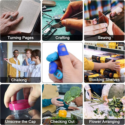 Wisdompro 16 Pcs Finger Tips, 4 Sizes Silicone Thimble Fingertip Grips Thumb - Image 5