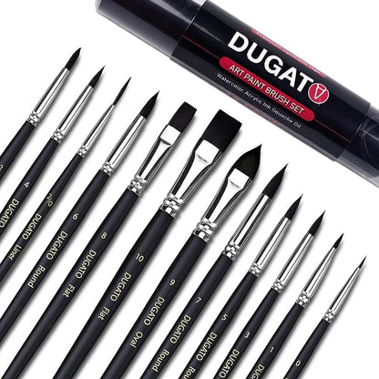 Watercolor Brushes Professional, DUGATO 12pc Artist Paint Brush Set - Image 5