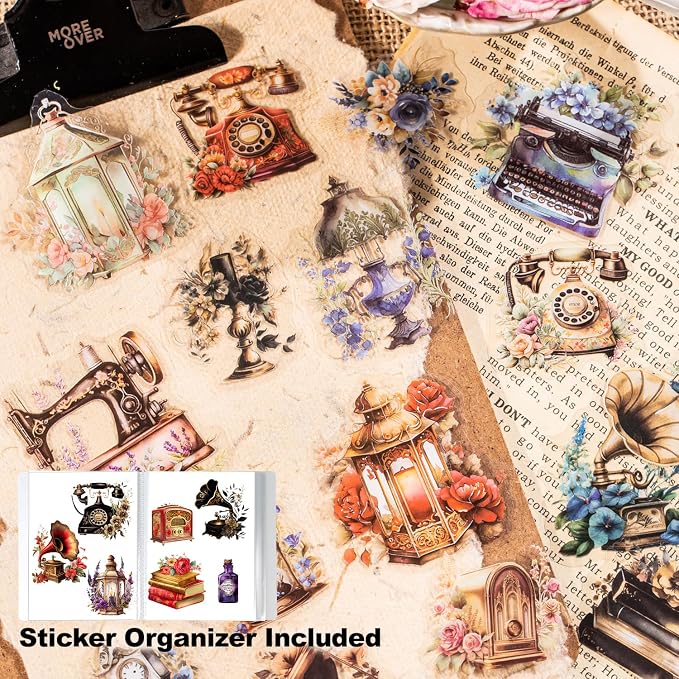 240Pcs PET Scrapbook Stickers Vintage Floral Designs - Image 3