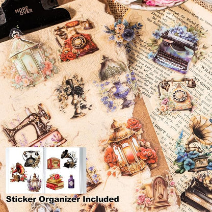 240Pcs PET Scrapbook Stickers Vintage Floral Designs - Image 3