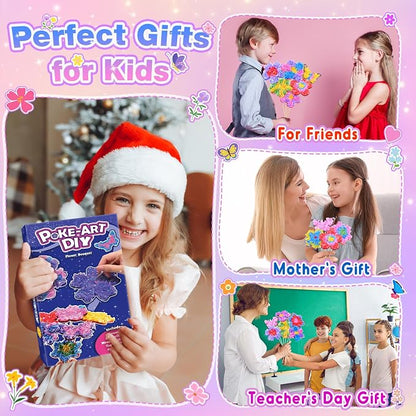 Arts and Crafts for Girls Ages 4-12, Poke Art Flower Bouquet - Image 7