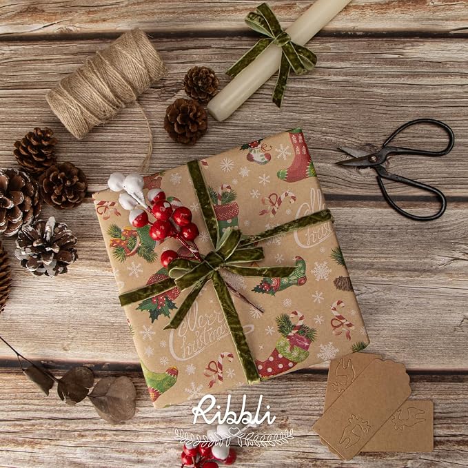 Ribbli Moss Green Velvet Ribbon 3/8 Inches Luxury Crinkled Green Christmas - Image 2