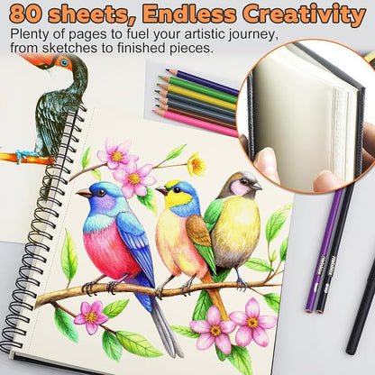 Sketch Book 9" x 11"，2 Pack 80-Sheets，Double-Sided Hardbound Sketchbook - Image 8