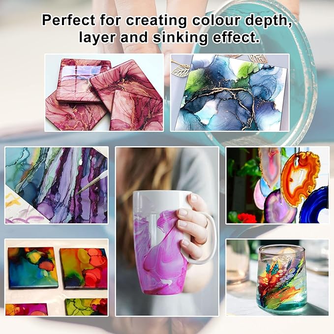 FansArriche Alcohol Inks for Resin, 64 Colors High Concentrated Alcohol Ink Set - Image 5