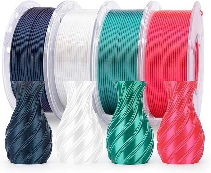 ELEGOO 250g Silk PLA Filament Bundle 1.75mm, 4 Colors Shiny 3D Printer by ELEGOO
