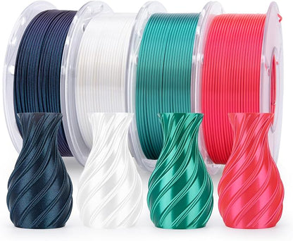 ELEGOO 250g Silk PLA Filament Bundle 1.75mm, 4 Colors Shiny 3D Printer by ELEGOO