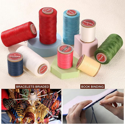 uxcell Flat Leather Sewing Waxed Thread, 270m / 295 Yards Polyester Wax String - Image 6