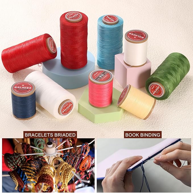 uxcell Flat Leather Sewing Waxed Thread, 140m / 153 Yards Polyester Wax String - Image 6