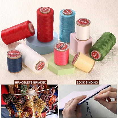 uxcell Flat Leather Sewing Waxed Thread, 270m / 295 Yards Polyester Wax String - Image 6