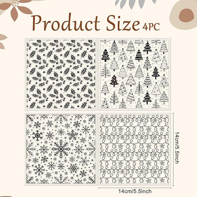 CHGCRAFT 4 Pcs Christmas Elements Polymer Clay Texture Sheets Snowflakes - Image 2